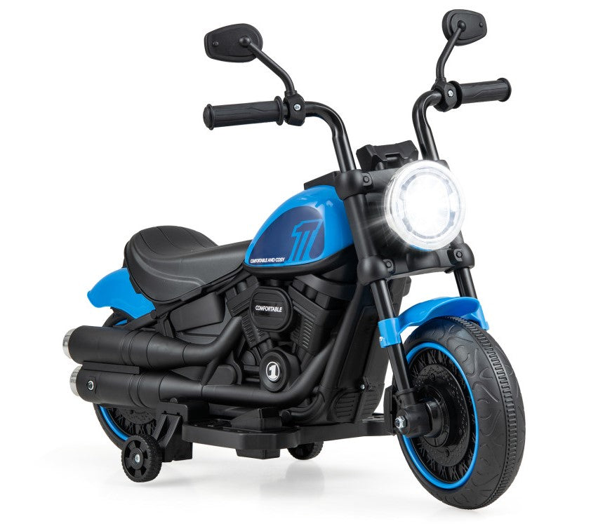 6V Kids Electric Ride-On Motorcycle with LED Headlights & Detachable Training Wheels