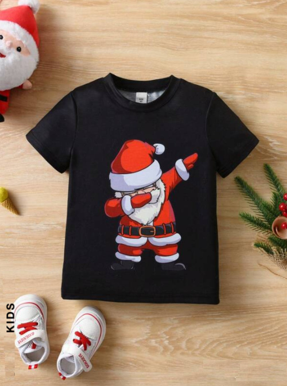 Kids QTFun Young Boy Christmas Santa Claus Print Tee