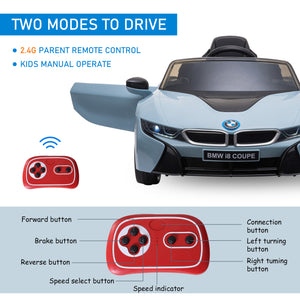 BMW I8 electric kids car equipped with seat belt and rear suspension.