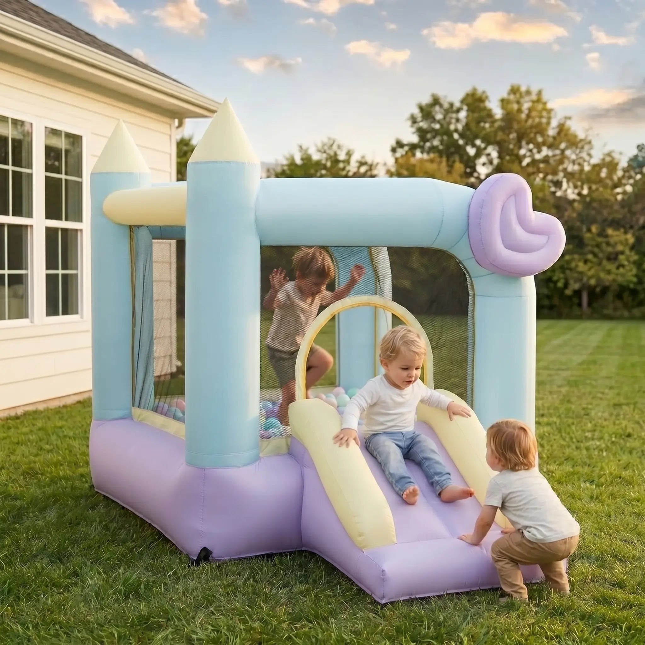 Breathable safety mesh surrounding bounce area