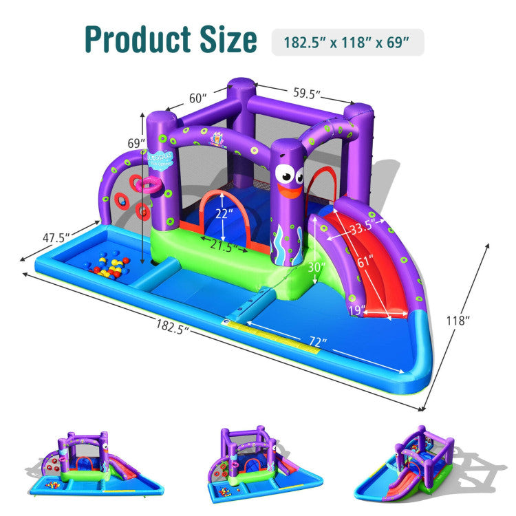 Inflatable climbing wall on bounce house for toddlers and kids