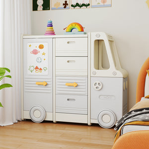 Children's toy storage cabinet with cabinets and pull-out drawers