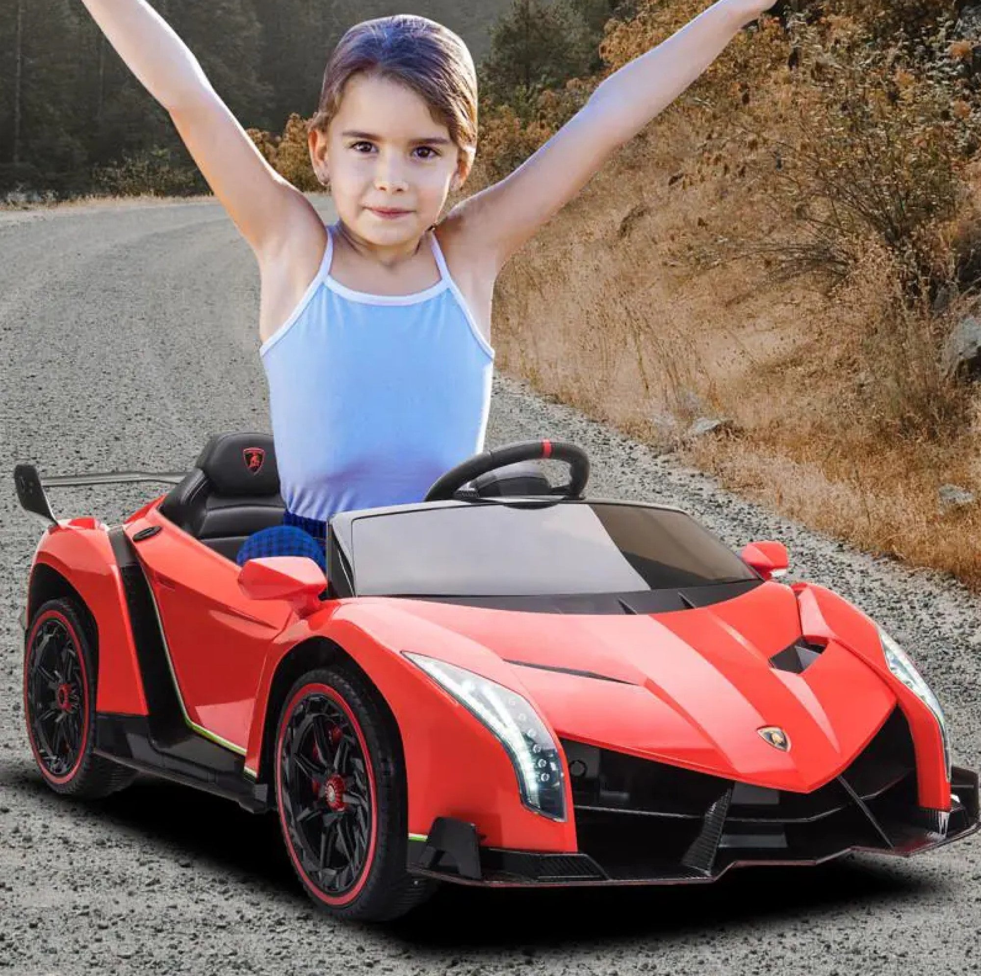 Tobbi 12V Licensed Lamborghini Sian Toy Car, Battery Operated Kids Ride On Car with Remote Control Red