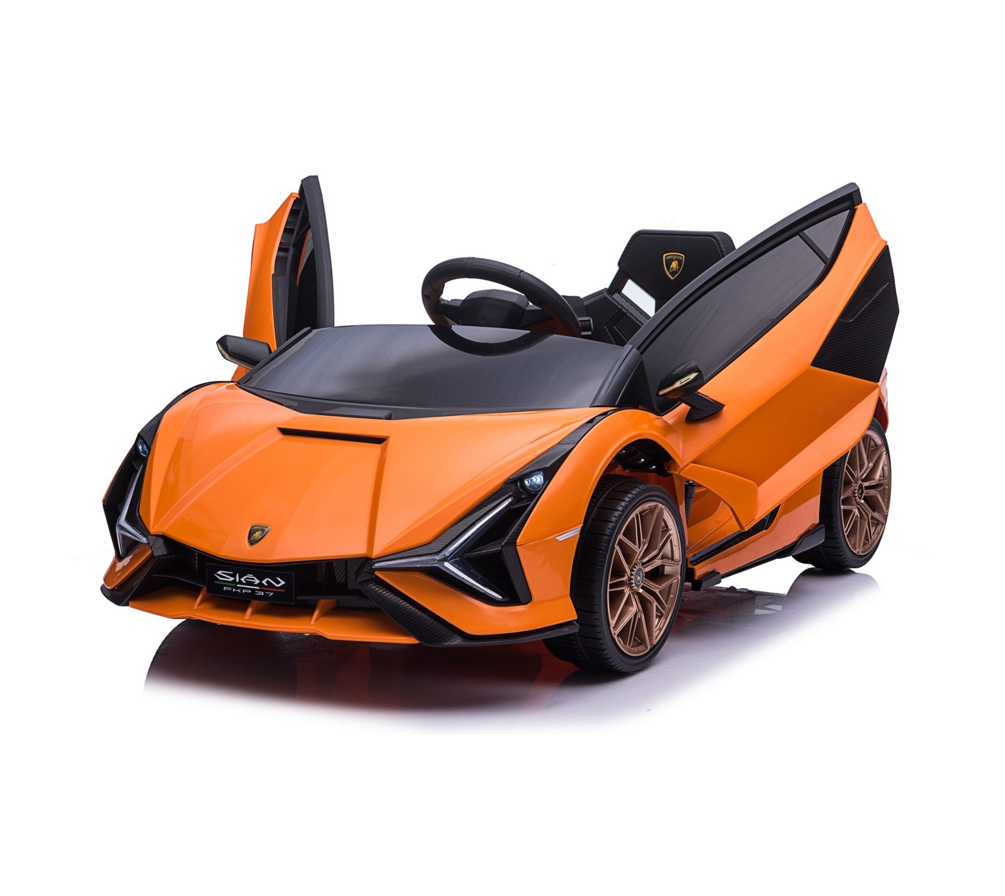 Tobbi 12V Licensed Lamborghini Sian Toy Car, Battery Operated Kids Ride On Car with Remote Control Orange