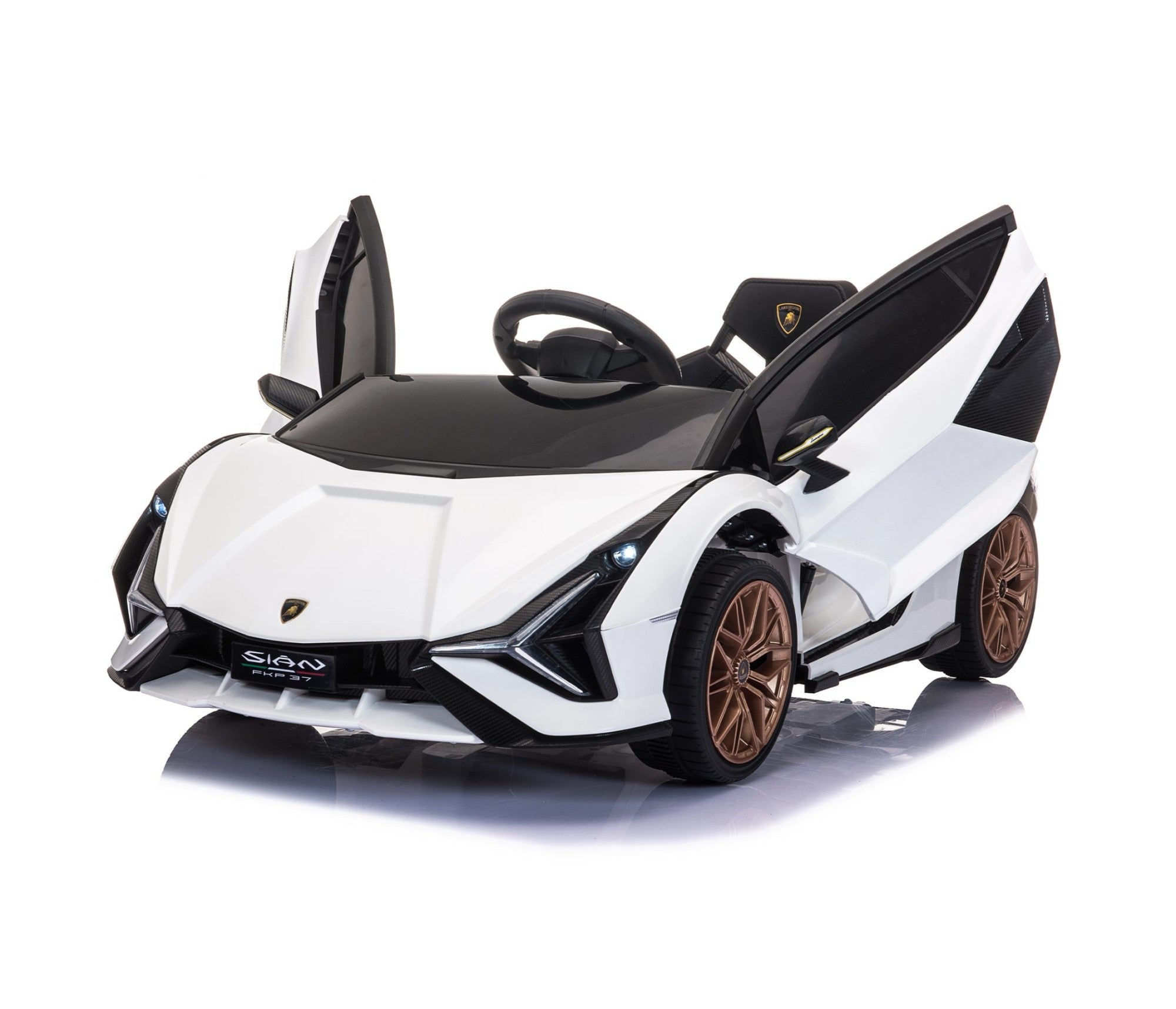 Tobbi 12V Licensed Lamborghini Sian Toy Car, Battery Operated Kids Ride On Car with Remote Control White