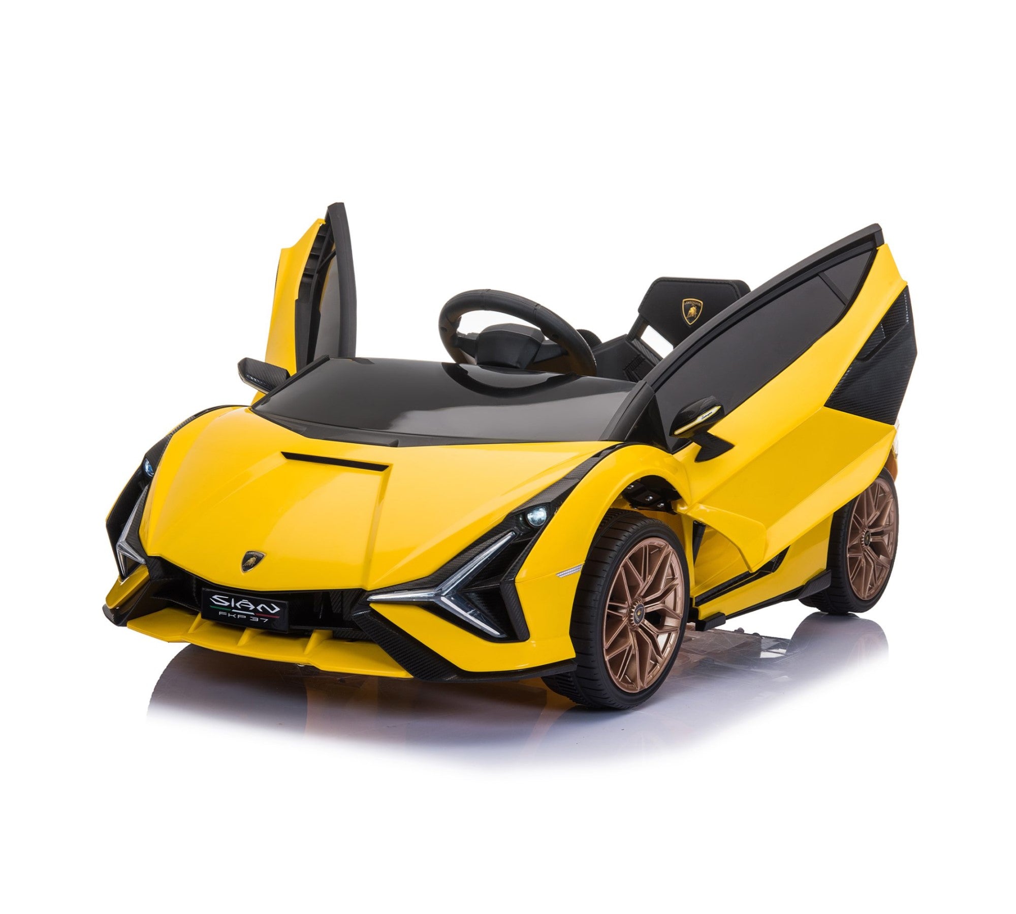 Tobbi 12V Licensed Lamborghini Sian Toy Car, Battery Operated Kids Ride On Car with Remote Control Yellow