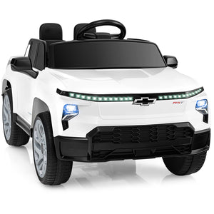 White toy car with Chevrolet logo on a white background