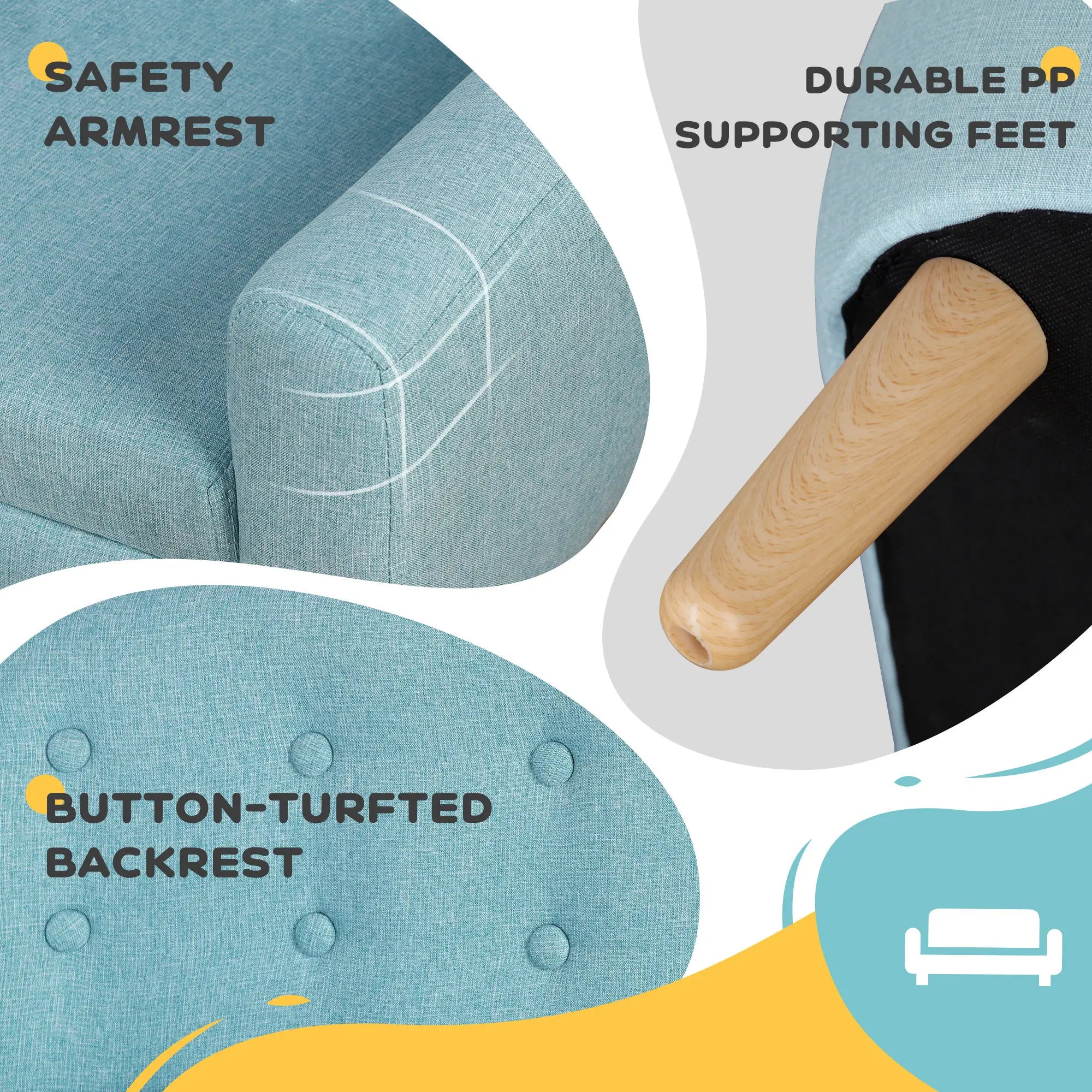 Sturdy wooden frame and sofa legs