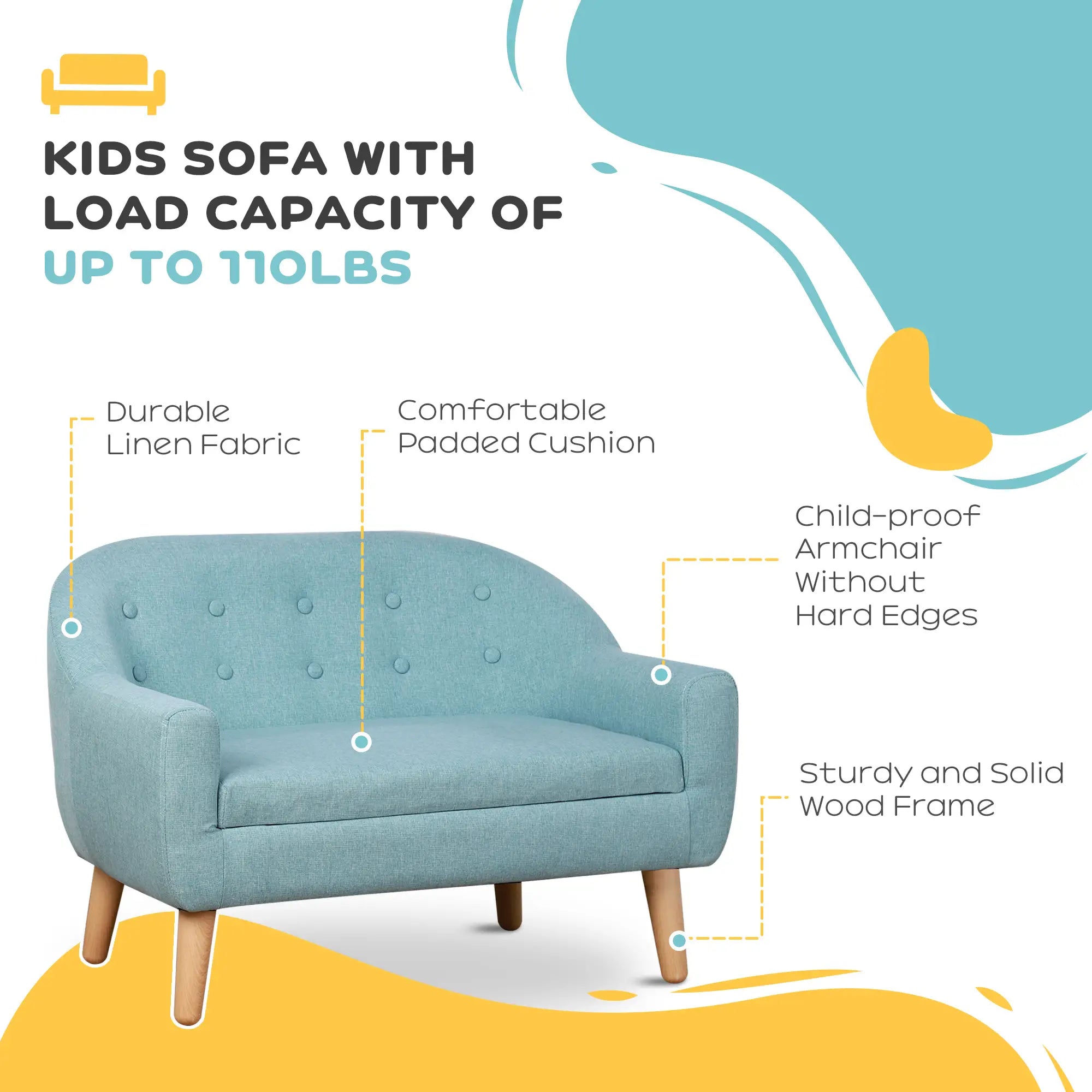 Thick seat padding for kids sofa