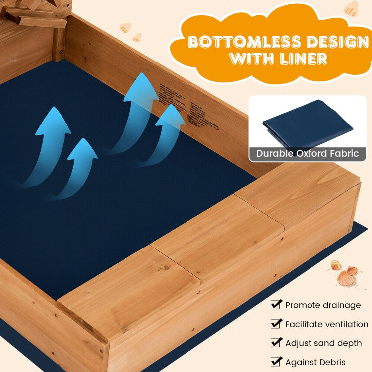  Children’s sandbox with hidden storage boxes