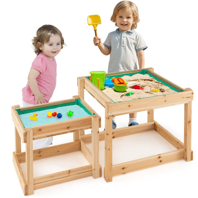 Covered sandbox for kids with benches