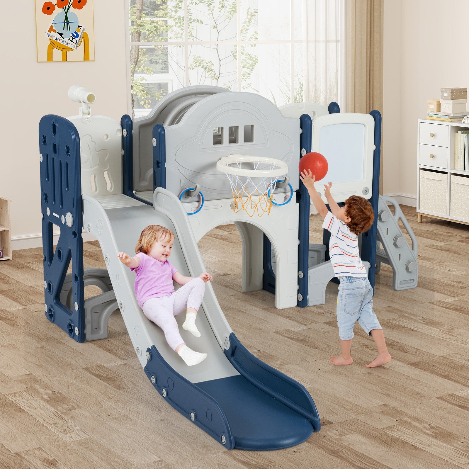 Toddler indoor playground with crawling tunnel and slide
