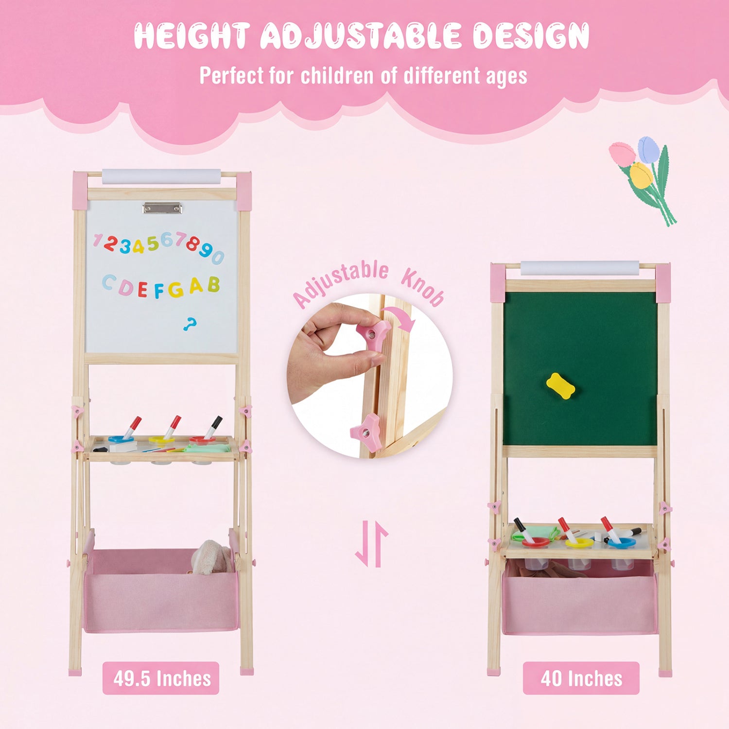 Creative kids art center with multiple drawing surfaces