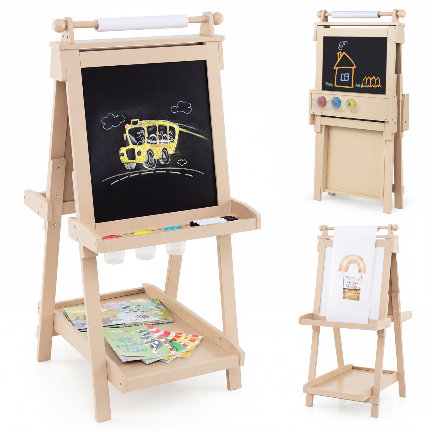 Creative learning board with magnetic whiteboard and chalkboard2
