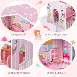 Realistic wallpapers and decor in kids wooden dollhouse