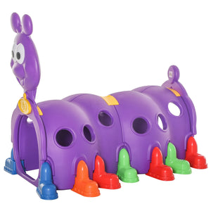Purple toy caterpillar with colorful cone-shaped ends on a white background