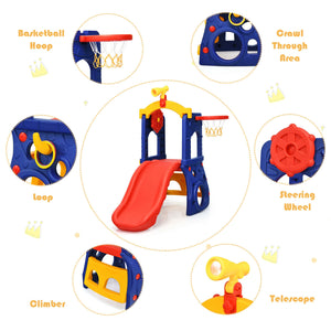 Children's playset with various interactive elements on a white background