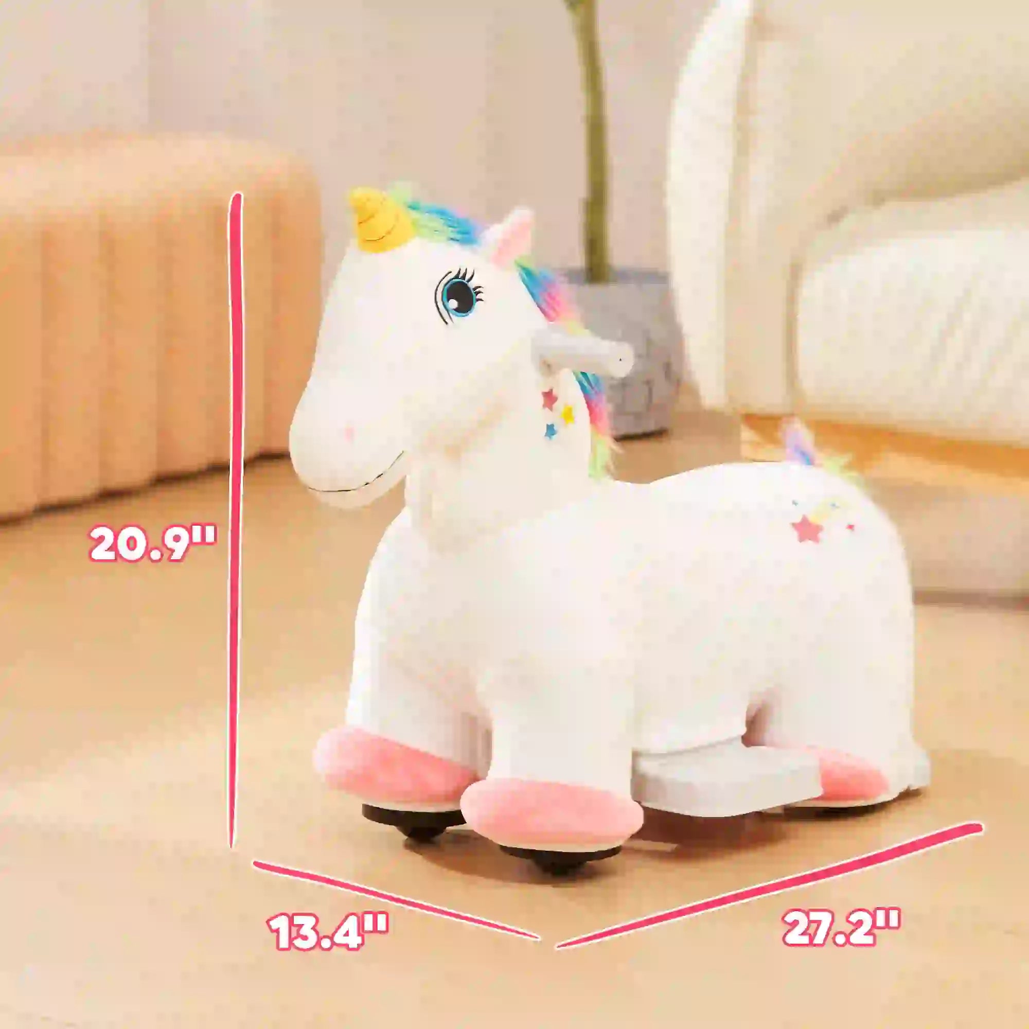 Easy-to-assemble toddler ride-on horse with rechargeable battery
