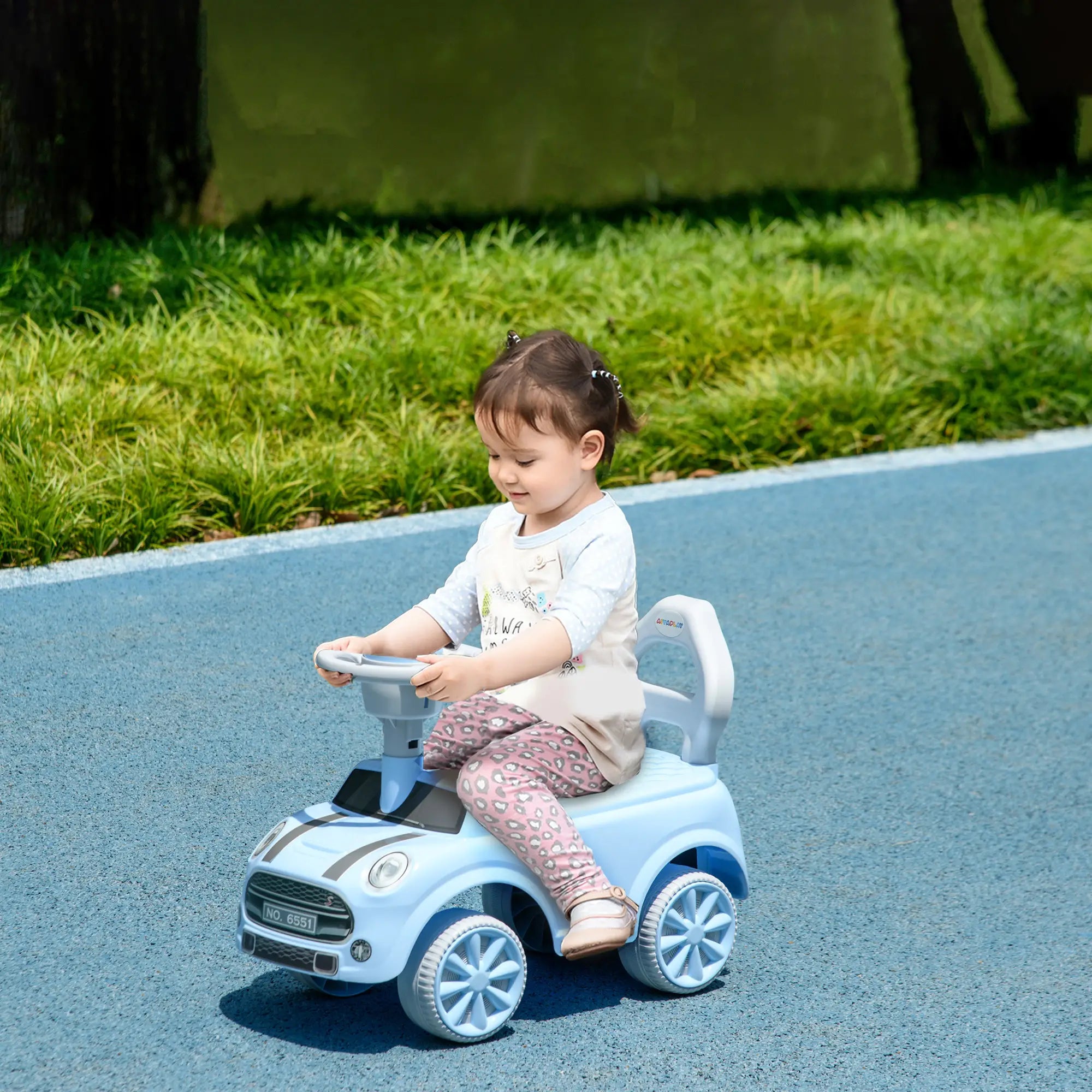Easy assembly view of toddler ride-on car components