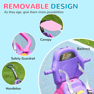 Detachable handle shown for push and ride modes