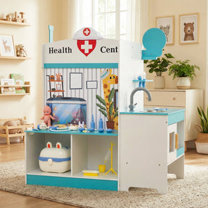 Children's playhouse with medical center theme in a room setting