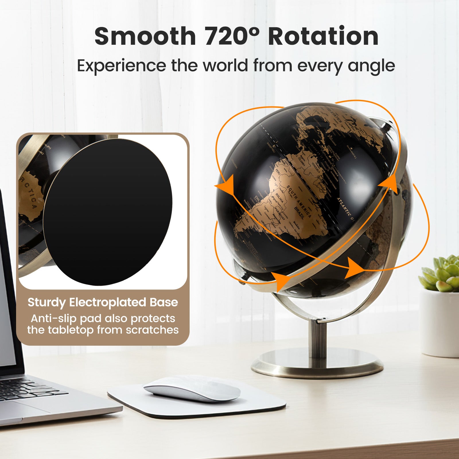Geography globe with clear political boundaries and major cities