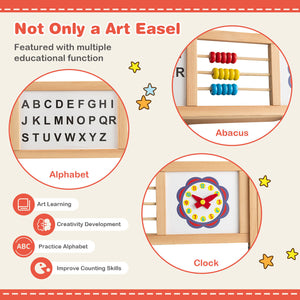 Educational kids easel with alphabet abacus and learning clock