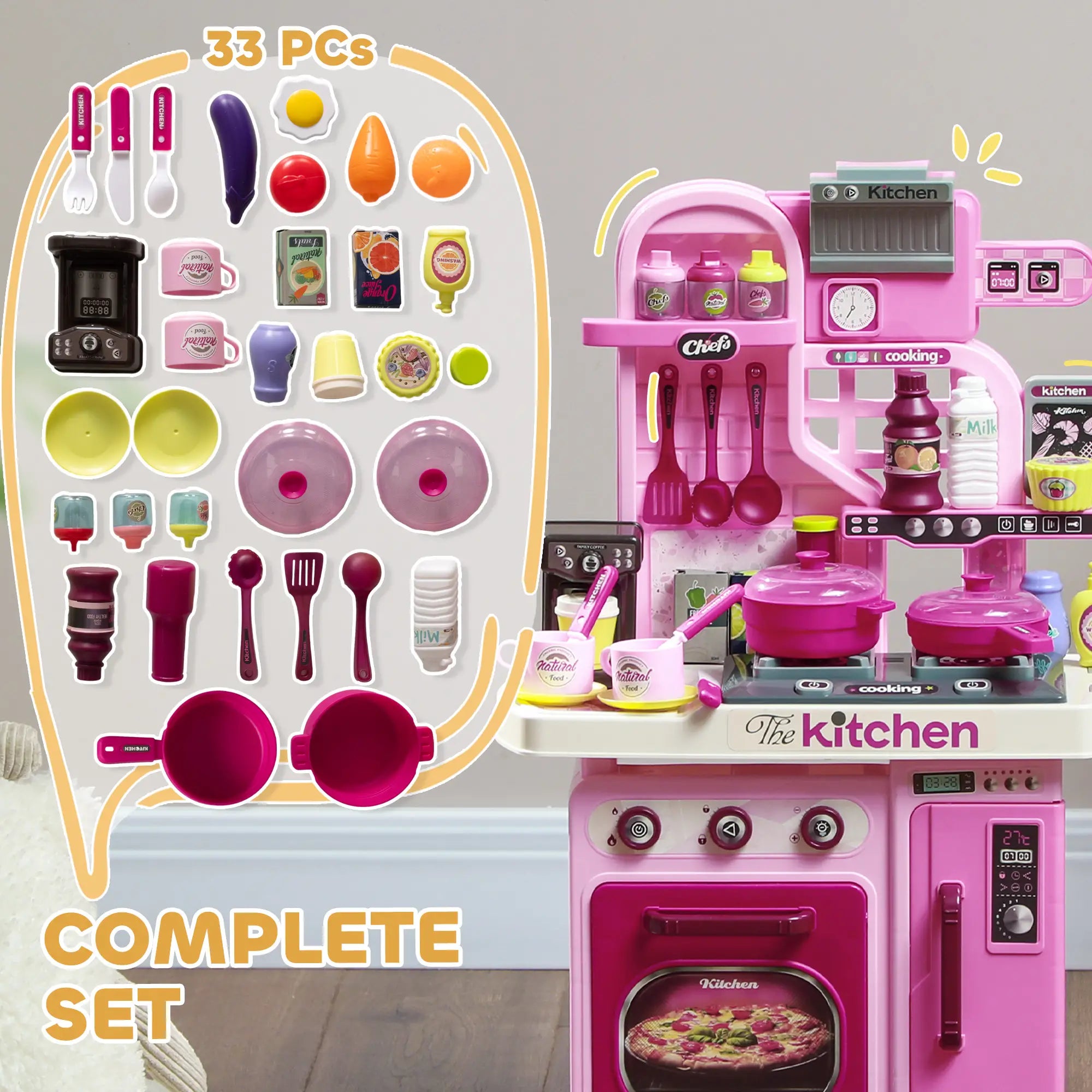 Educational toy kitchen set for girls and boys