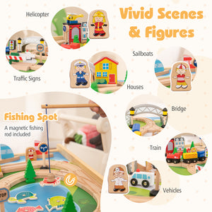 Educational wooden train table that promotes creativity and imaginative play
