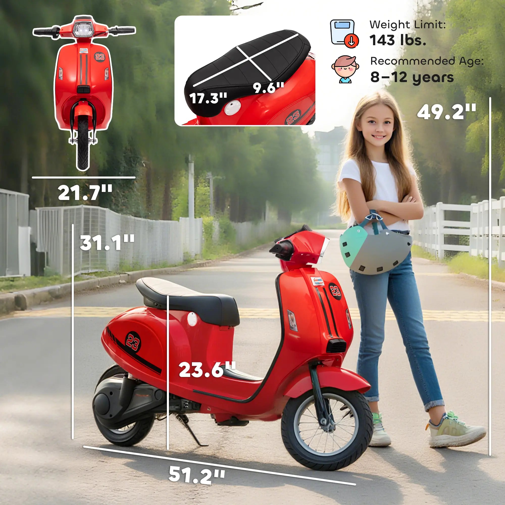Kids motorcycle with realistic LED lights