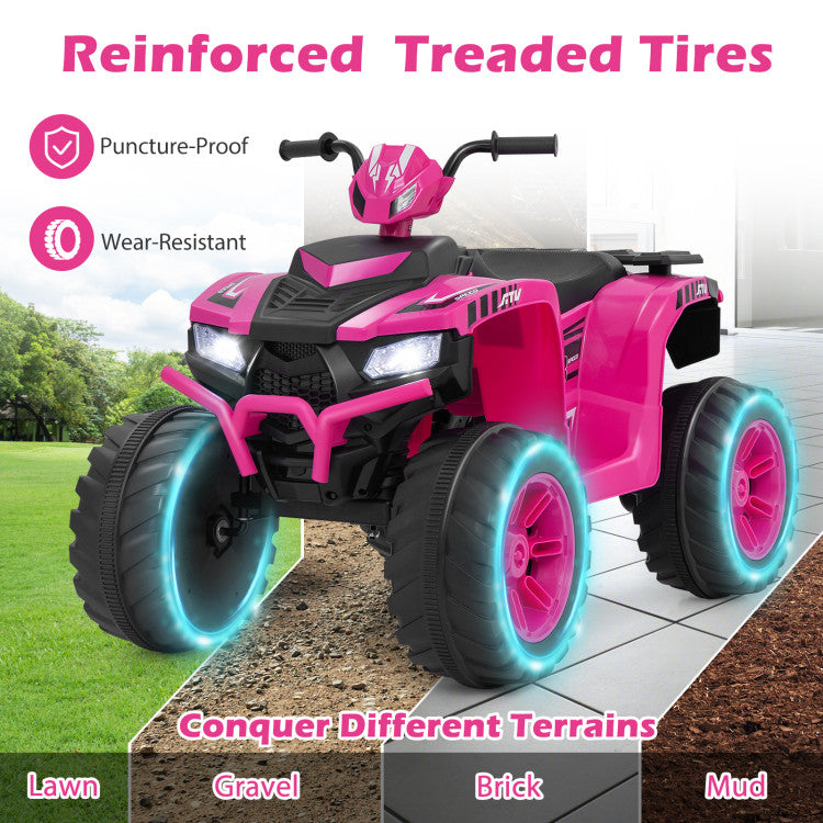 Electric kids quad with bright LED headlights