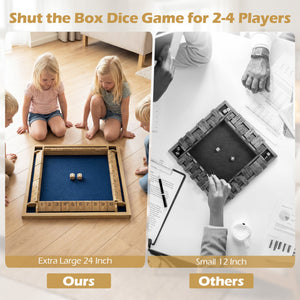 Felt-lined game board for smooth and quiet dice rolling