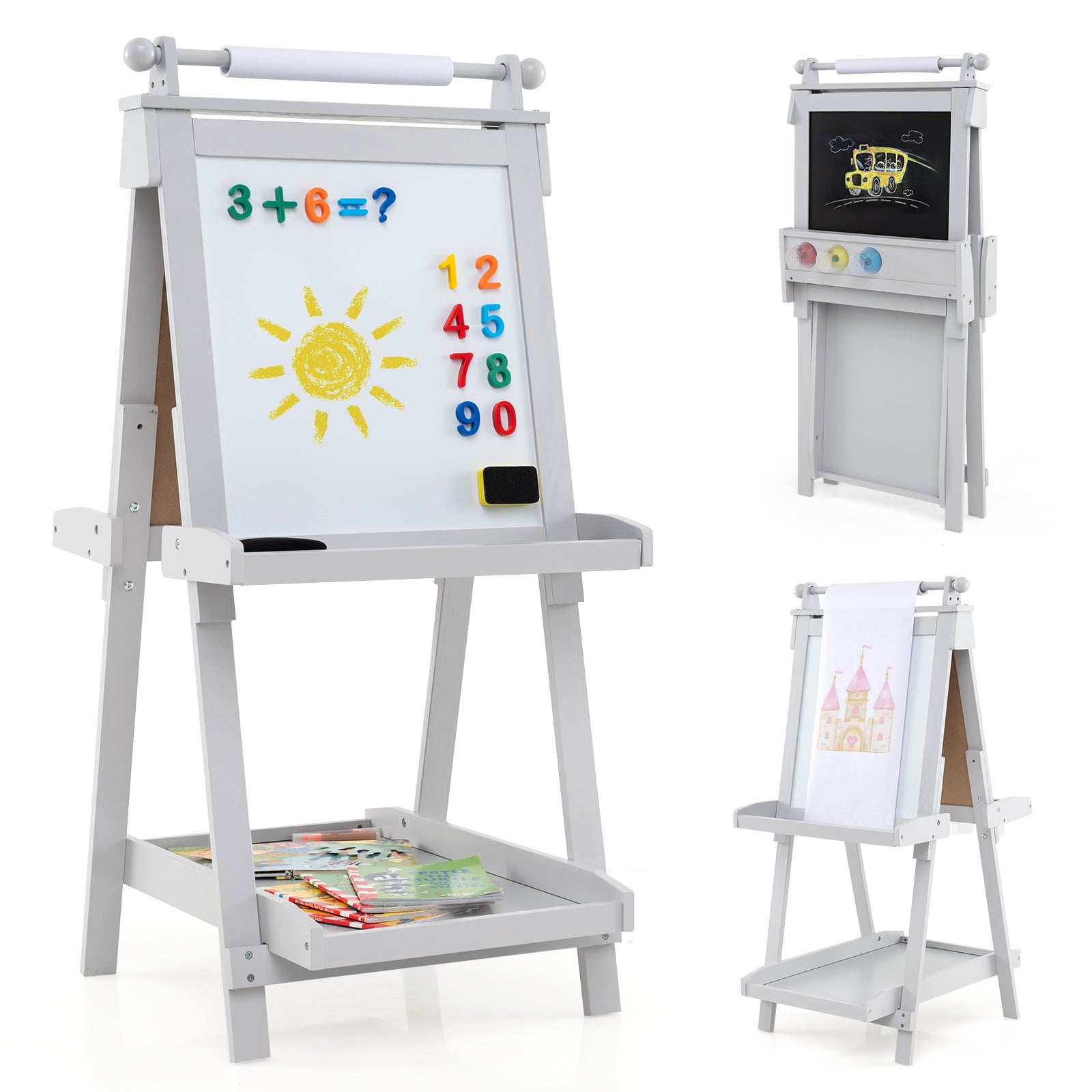 Foldable kids art easel for compact storage