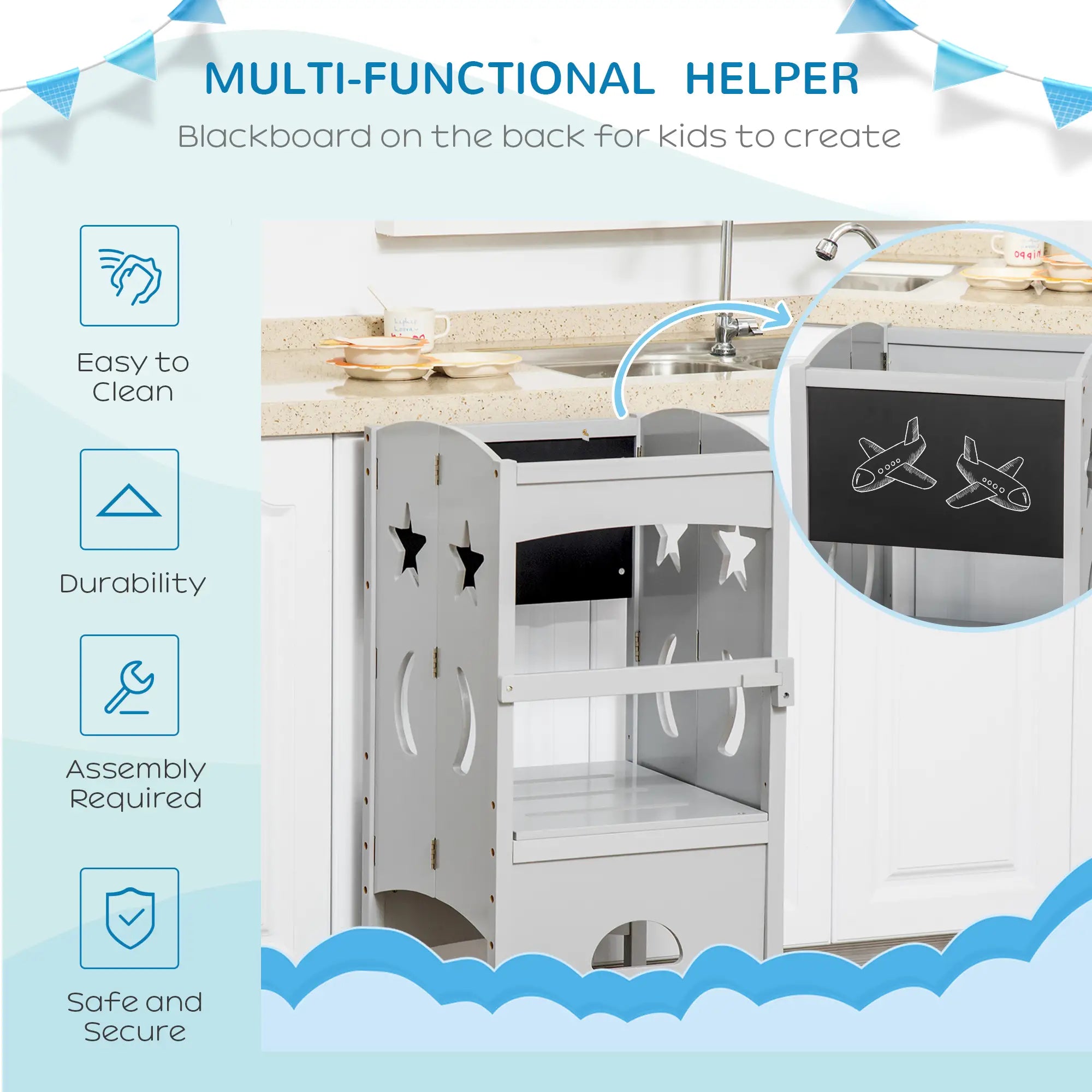 Foldable toddler kitchen helper