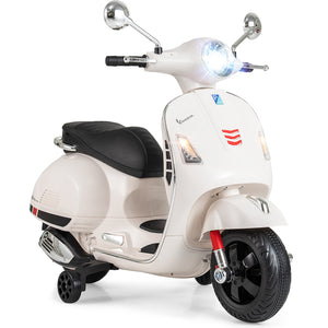 White toy scooter with black seat on a white background
