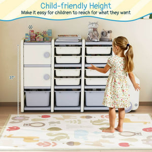Front storage compartment for toys and books