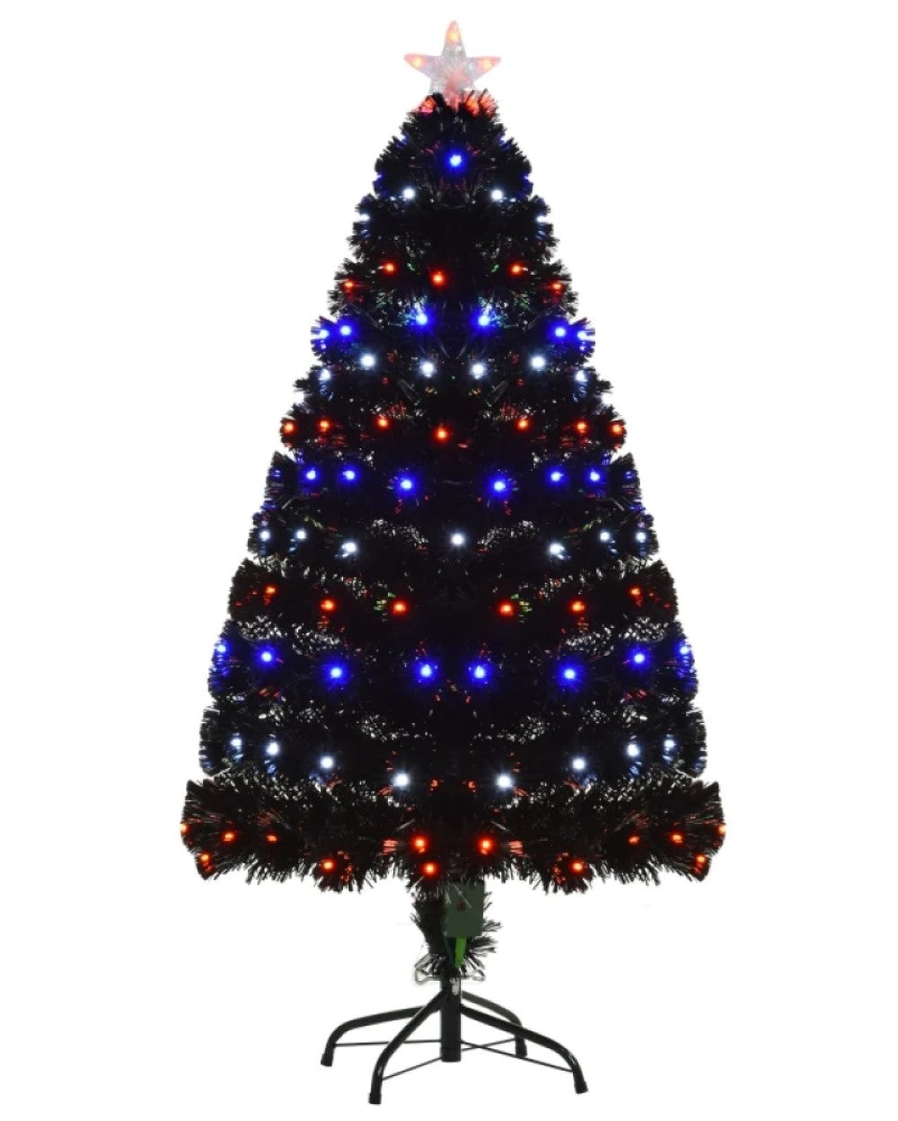 ft and 5ft Pre-Lit Black Artificial Christmas Tree with LED Lights, Fiber Optics & Realistic Tips