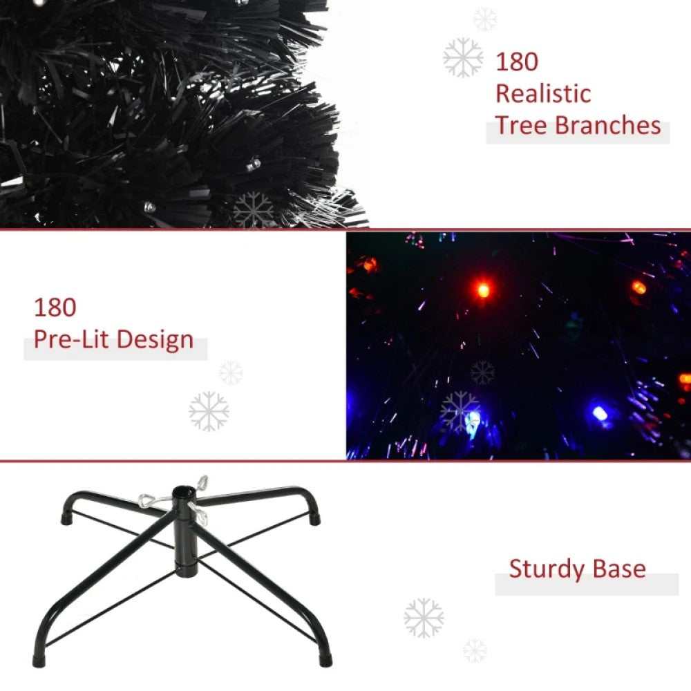 ft and 5ft Pre-Lit Black Artificial Christmas Tree with LED Lights, Fiber Optics & Realistic Tips