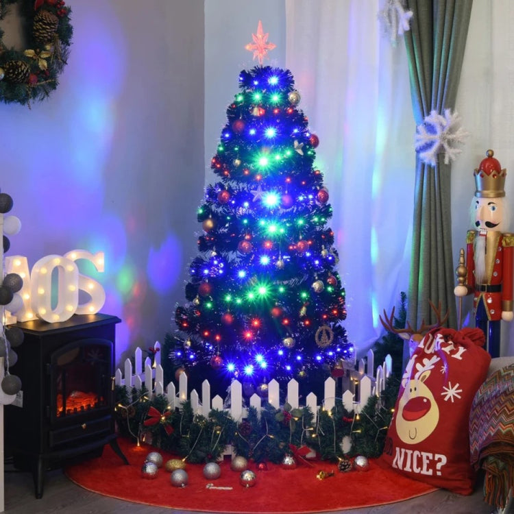 ft and 5ft Pre-Lit Black Artificial Christmas Tree with LED Lights, Fiber Optics & Realistic Tips