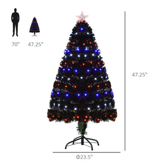 4ft and 5ft Pre-Lit Black Artificial Christmas Tree with LED Lights, Fiber Optics & Realistic Tips