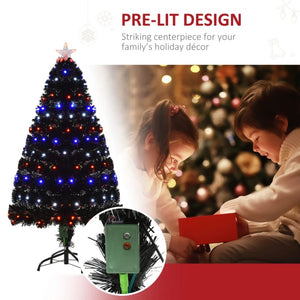 ft and 5ft Pre-Lit Black Artificial Christmas Tree with LED Lights, Fiber Optics & Realistic Tips