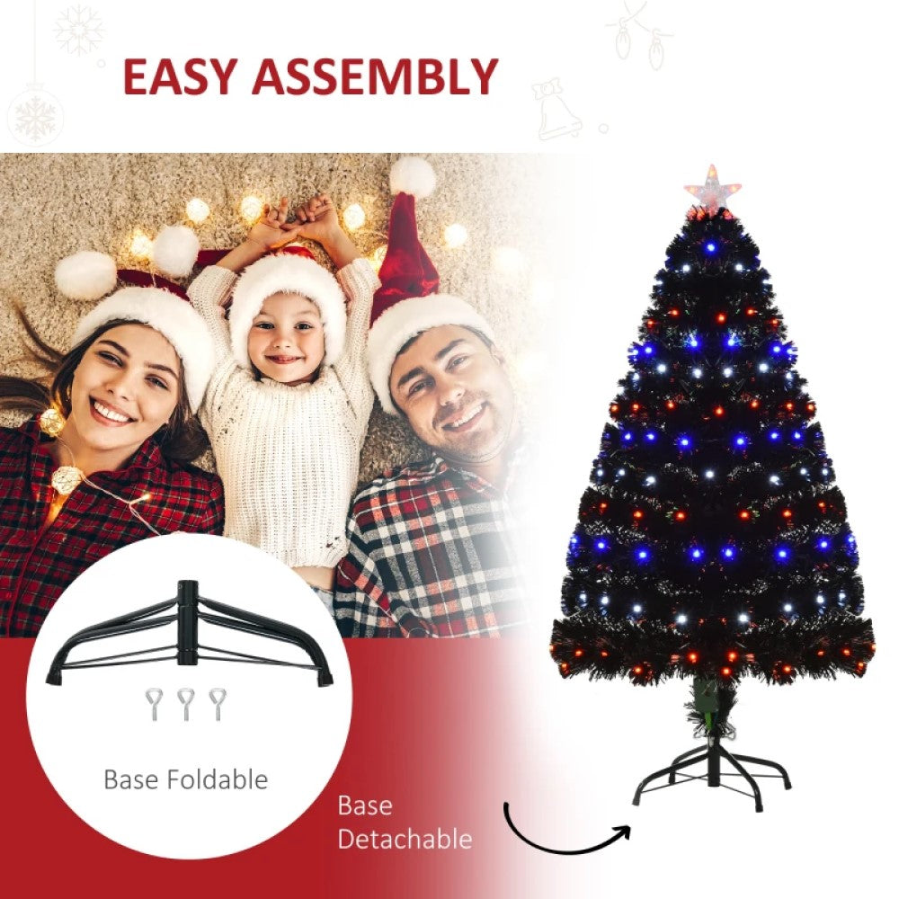 ft and 5ft Pre-Lit Black Artificial Christmas Tree with LED Lights, Fiber Optics & Realistic Tips