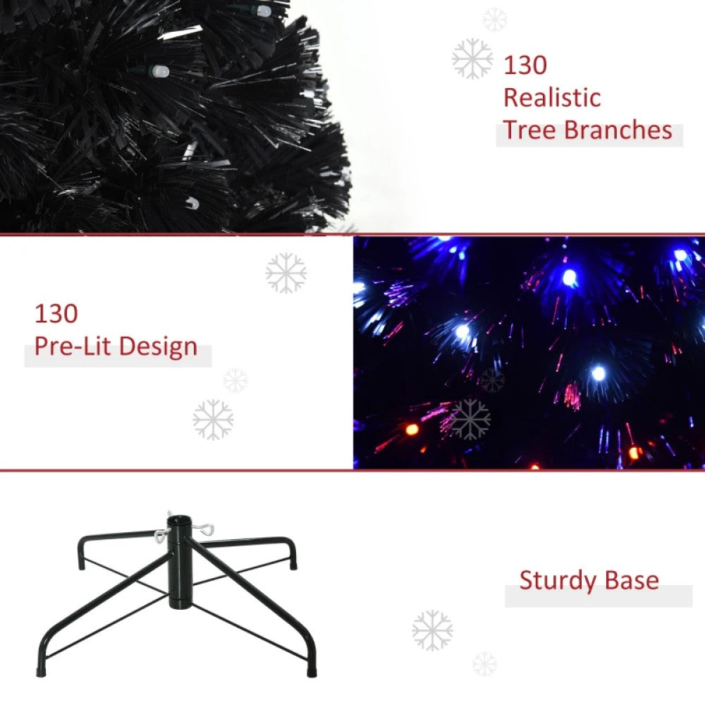 ft and 5ft Pre-Lit Black Artificial Christmas Tree with LED Lights, Fiber Optics & Realistic Tips