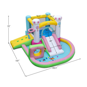 Fun backyard party with bouncy castle