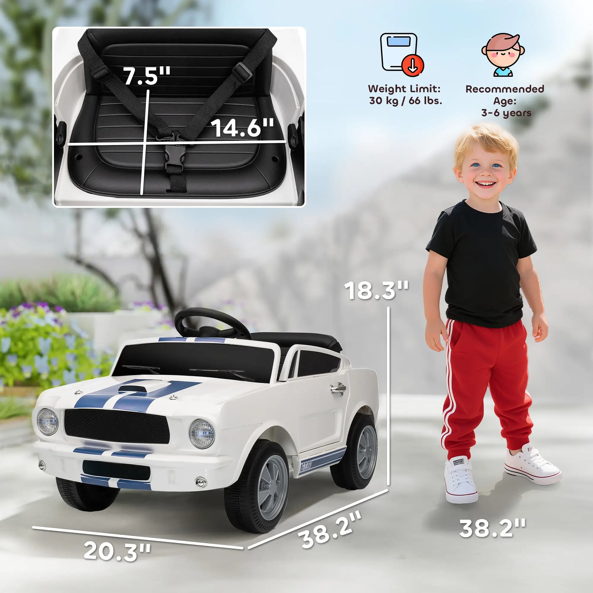 Fun kids driving toy car with horn and light-up features
