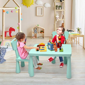 Durable plastic kids table with two chairs