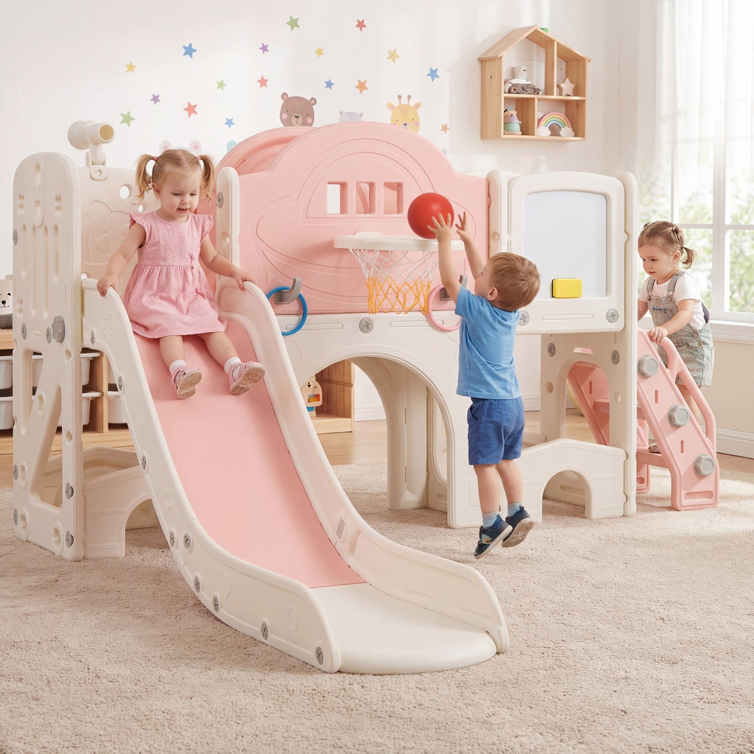 BPA-free HDPE toddler playground with slide and climber