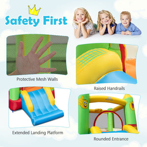 Toddler enjoying residential inflatable bounce house at home
