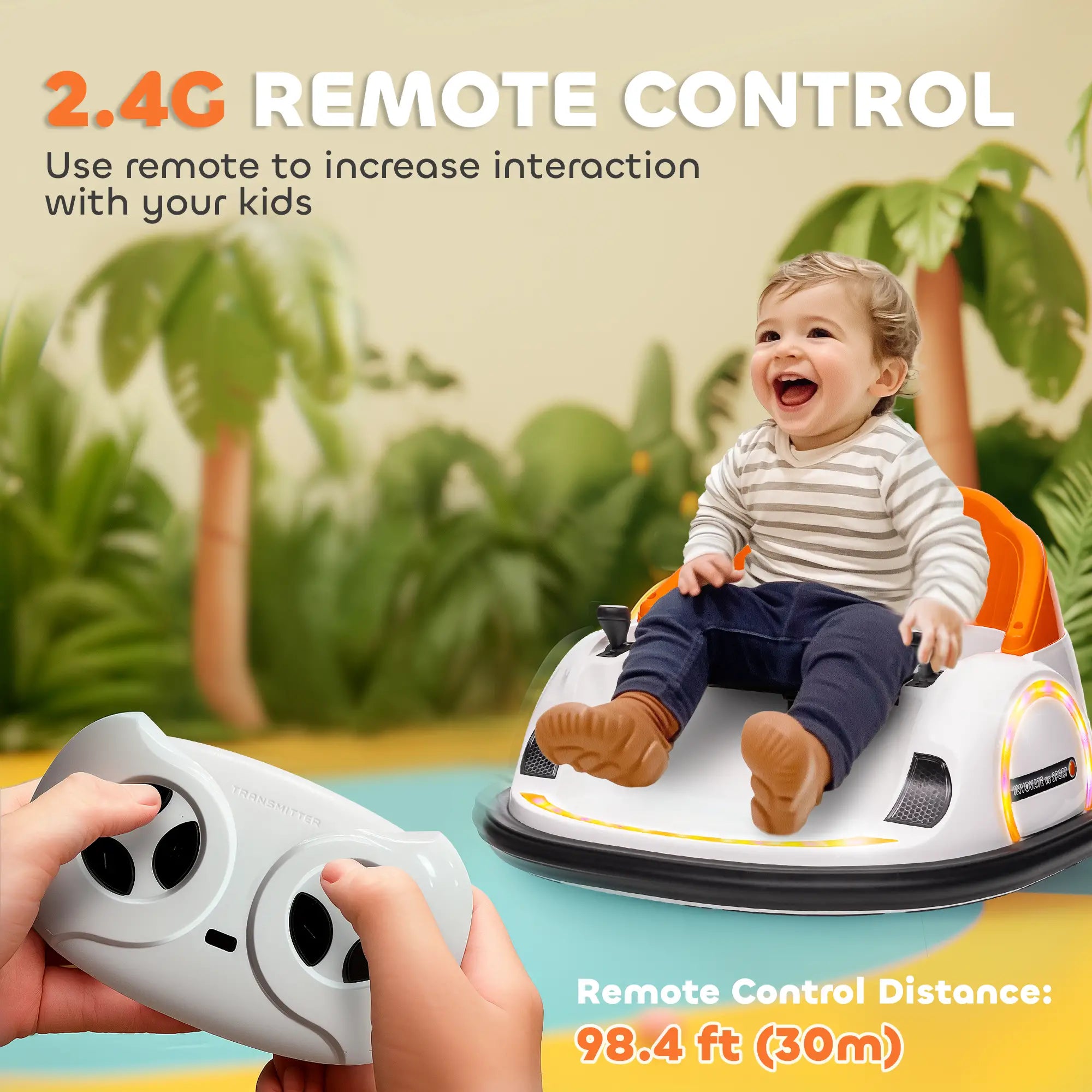 Electric bumper car designed for indoor and outdoor play