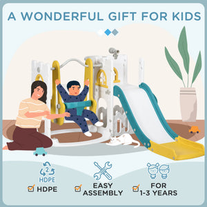Children playing on a playground set with text about it being a wonderful gift for kids.